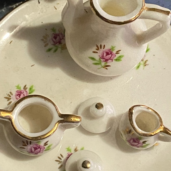 Lefton miniature pink pansies tea set - Picture 5 of 6